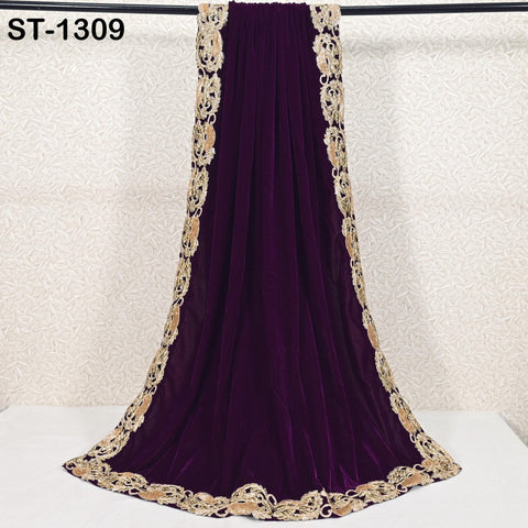 Wine Velvet Dupatta Gold Zari Embroidery on edges Traditional Dupatta Chunni Bridal Veil Lehenga Embroidered Festival Punjabi Women Gift Mom