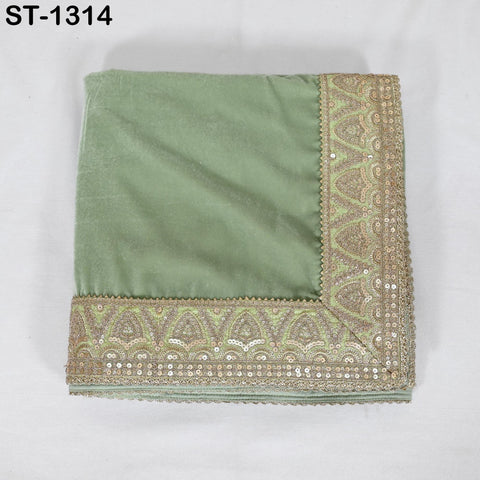 Mint Velvet Dupatta Gold Zari Embroidery on edges, Tradition dupatta Chunni Bridal Veil Lehenga Embroidered Festival Punjabi Women Gift Mom