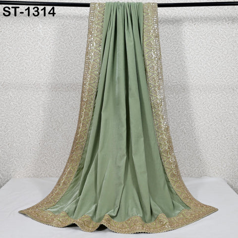Mint Velvet Dupatta Gold Zari Embroidery on edges, Tradition dupatta Chunni Bridal Veil Lehenga Embroidered Festival Punjabi Women Gift Mom