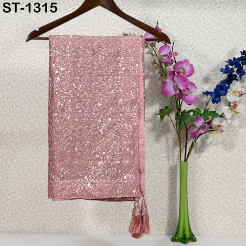 Dusty Pink Georgette Designer Dupatta for Women's Bridal Wedding lehenga Chunni/Veil Sequin Scarf Indian Dress Stole Ideal Gift Bridesmaid