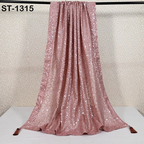 Dusty Pink Georgette Designer Dupatta for Women's Bridal Wedding lehenga Chunni/Veil Sequin Scarf Indian Dress Stole Ideal Gift Bridesmaid