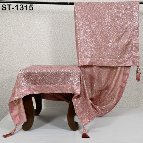 Dusty Pink Georgette Designer Dupatta for Women's Bridal Wedding lehenga Chunni/Veil Sequin Scarf Indian Dress Stole Ideal Gift Bridesmaid