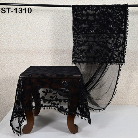 Black Indian Wedding Dupatta Embroidered Net Long Dupatta Chuni Bridal Veil Lehenga Embroidery Stoles Punjabi Dress Chunni Head Scarf Women