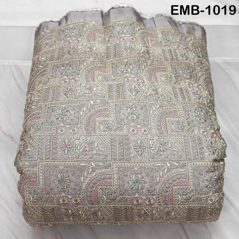 Beige Embroidery Fabric by the yard Sewing Crafting Embroidered Indian Wedding Dress Costumes Victorian Bags Throw Pillow Junk Journals