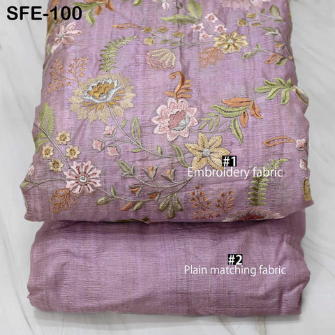 Pure Tussar Silk Embroidery Fabric by the yard Indian Embroidered Raw Silk Wild Natural Handmade Peace Silk Tussah Dresses Material Costumes