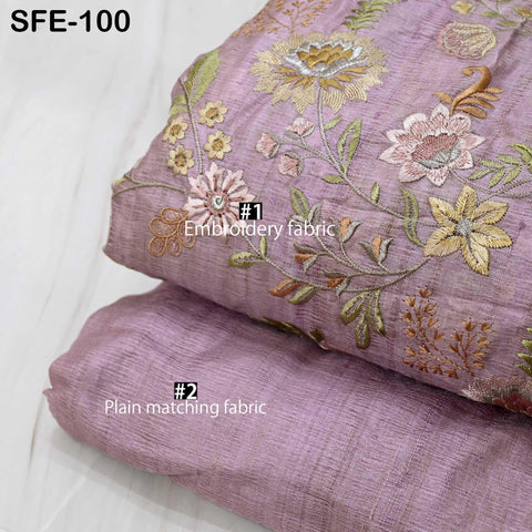 Pure Tussar Silk Embroidery Fabric by the yard Indian Embroidered Raw Silk Wild Natural Handmade Peace Silk Tussah Dresses Material Costumes