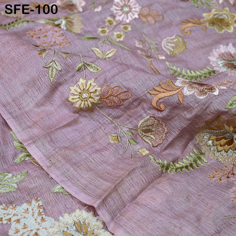 Pure Tussar Silk Embroidery Fabric by the yard Indian Embroidered Raw Silk Wild Natural Handmade Peace Silk Tussah Dresses Material Costumes