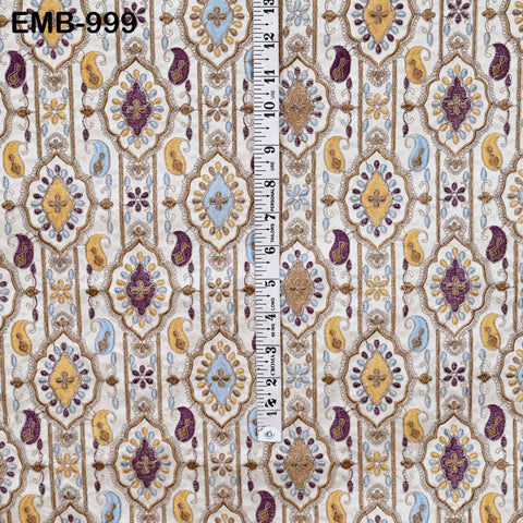 Off White Embroidery Fabric by the yard Sewing DIY Crafting Embroidered Textiles Costumes Regency Reticules Victorian Handbags Junk Journals