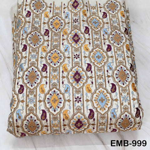 Off White Embroidery Fabric by the yard Sewing DIY Crafting Embroidered Textiles Costumes Regency Reticules Victorian Handbags Junk Journals