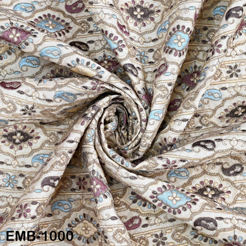 Off White Embroidery Fabric by the yard Sewing DIY Crafting Embroidered Textiles Costumes Regency Reticules Victorian Handbags Junk Journals