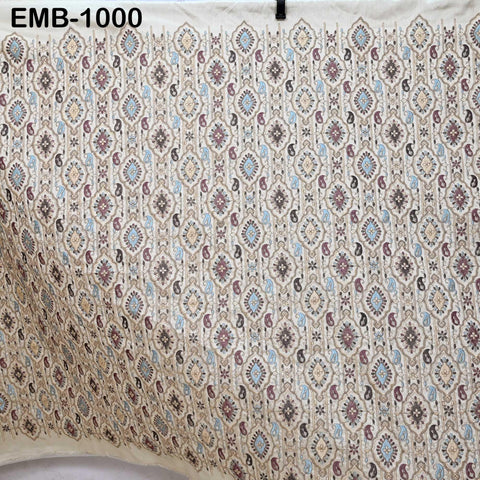 Off White Embroidery Fabric by the yard Sewing DIY Crafting Embroidered Textiles Costumes Regency Reticules Victorian Handbags Junk Journals