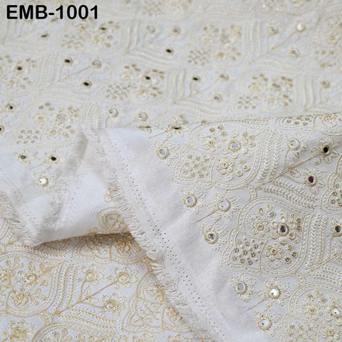 Ivory Embroidered Fabric by the Yard Embroidery Wedding Dresses Theatrical Historical Regency Reticules, Victorian Handbags Junk Journals