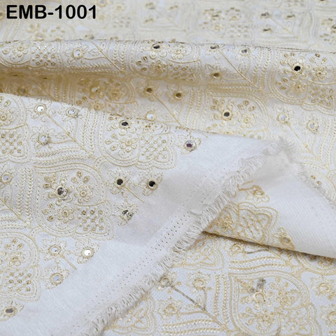 Ivory Embroidered Fabric by the Yard Embroidery Wedding Dresses Theatrical Historical Regency Reticules, Victorian Handbags Junk Journals