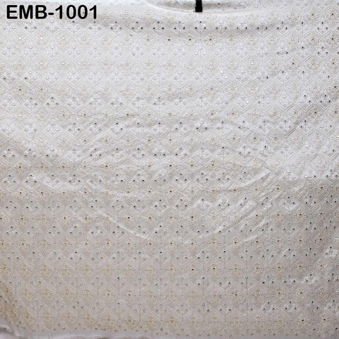 Ivory Embroidered Fabric by the Yard Embroidery Wedding Dresses Theatrical Historical Regency Reticules, Victorian Handbags Junk Journals