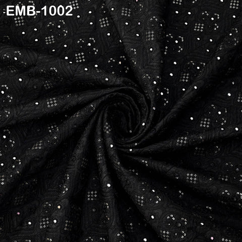 Black Embroidered Fabric by Yard, Sequins, Wedding Dresses, Victorian Handbags, Junk Journals