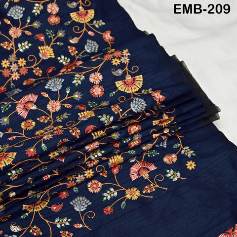 Indian Embroidered Fabric Sewing DIY Crafting Embroidery Wedding Dresses By The Yard Fabric Costumes Dolls Bags Cushion Covers Table Runners