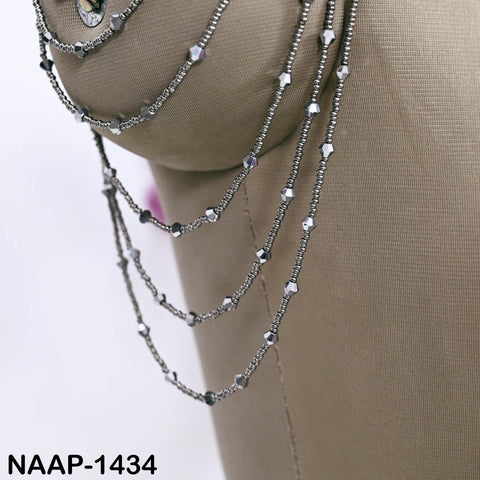1 Pair Beaded Tassel Shoulder Patches: Black Epaulet Appliqués