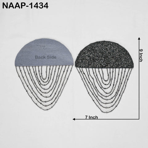 1 Pair Beaded Tassel Shoulder Patches: Black Epaulet Appliqués