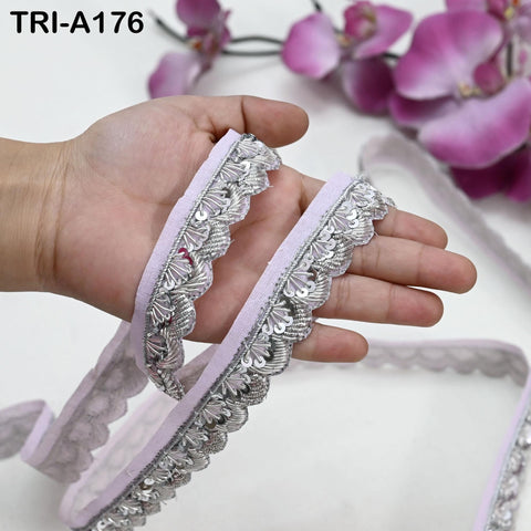 10 Yards Silver Zardozi Dabka Trim, Handmade Indian Embroidered Bridal Border, Saree Lehenga Wedding Dress Trim, Couture Sewing Supply