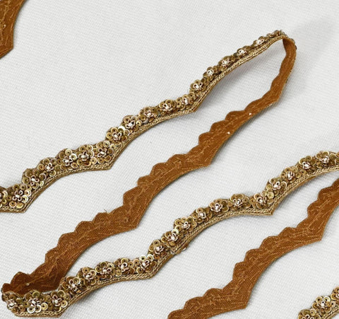 3 Yard Gold Zardozi Trim (2 cm) : Indian Wedding Dress Ribbon, Dupatta Sari Border