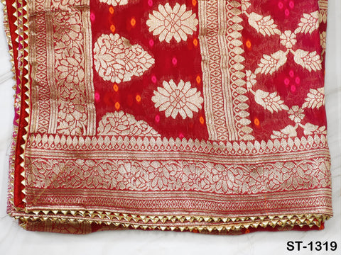Indian Bandhini Brocade Bridal Chunni Stole Women Evening Scarves Pakistani Bridal Veil Punjabi Wraps Long Scarves Gifts