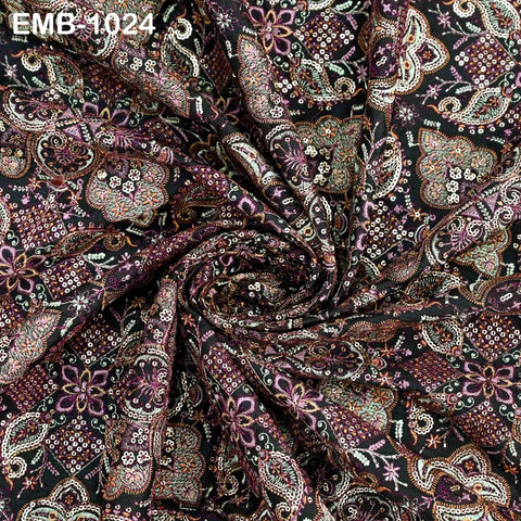 Indian Embroidery Fabric by the yard Embroidered Wedding Costumes Fabric Regency Reticules Victorian Handbags Marie Antoinette Junk Journals