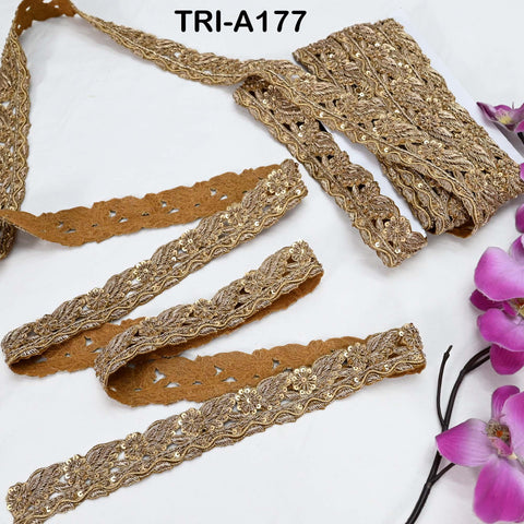 9 Yards Gold Zardozi Sequin Lace Trim 2 cm: Indian Sari Border, Bridal Embellishment