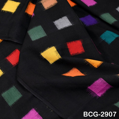 Handloom Ikat Cotton Fabric by the Yard Indian Handwoven Yarn Dyed Kids Summer Dresses Women Apparel Home Furnishing Curtains Pillowcases