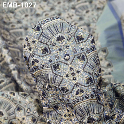 Embroidered Fabric by the yard Sewing DIY Crafting Indian Embroidery Wedding Dress Costumes Dolls Bags Cushion Covers Table Runners Blouses