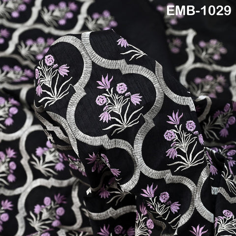 Indian Embroidered Fabric by the yard Sewing DIY Crafting Embroidery Wedding Dress Costumes Dolls Bags Cushion Covers Table Runners Blouses