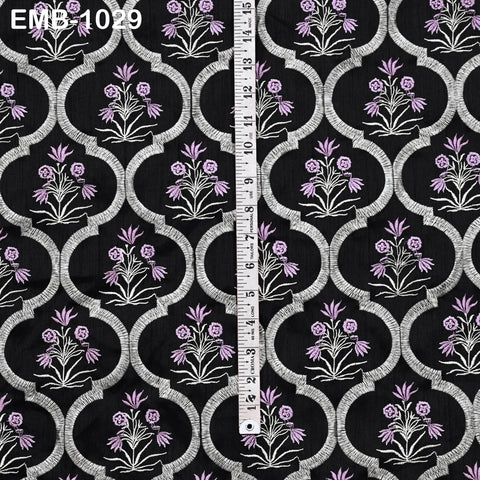 Indian Embroidered Fabric by the yard Sewing DIY Crafting Embroidery Wedding Dress Costumes Dolls Bags Cushion Covers Table Runners Blouses