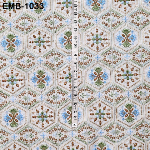 Indian Embroidered Fabric by the yard Sewing DIY Crafting Embroidery Wedding Dress Costumes Dolls Bags Cushion Covers Table Runners Blouses