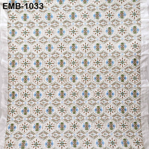 Indian Embroidered Fabric by the yard Sewing DIY Crafting Embroidery Wedding Dress Costumes Dolls Bags Cushion Covers Table Runners Blouses