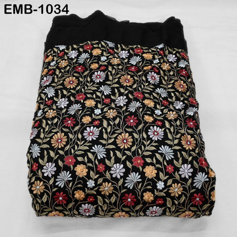 Embroidered Fabric by the yard Sewing DIY Crafting Indian Embroidery Wedding Dress Costumes Dolls Bags Cushion Covers Table Runners Blouses