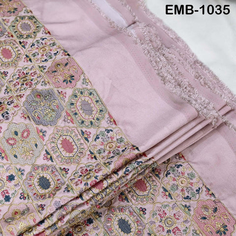 Pink Embroidered Fabric by the yard Sewing DIY Crafting Embroidery Dresses Costumes Regency Reticules Victorian Handbags Junk Journals