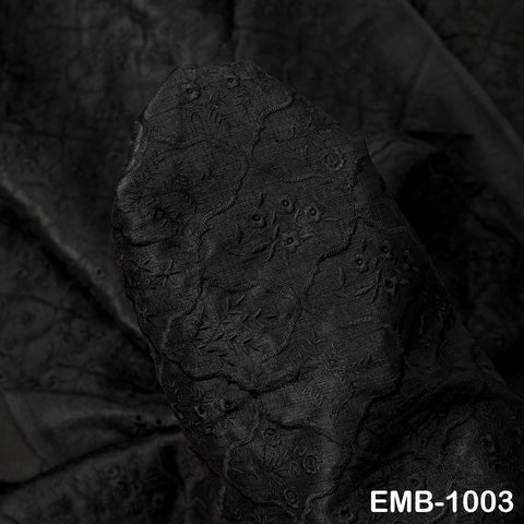 Black Embroidered Viscose Fabric by the Yard, Sewing Crafting Wedding Apparel Upholstery