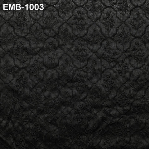 Black Embroidered Viscose Fabric by the Yard, Sewing Crafting Wedding Apparel Upholstery