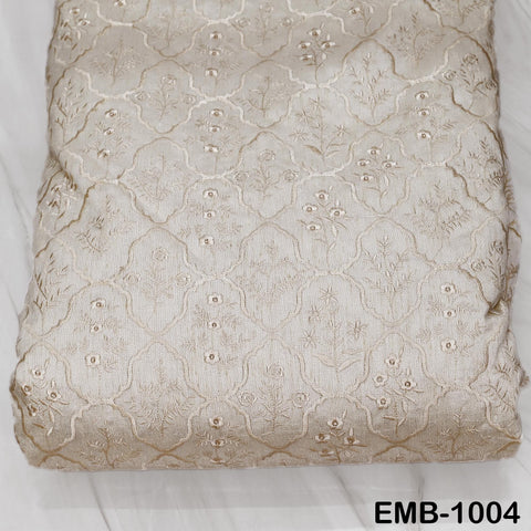 Ivory Embroidered Viscose Fabric by the Yard, Sewing Crafting Wedding Apparel Upholstery