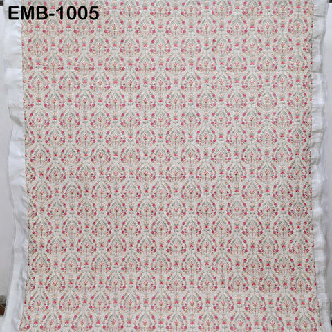 Indian Embroidery Fabric by the yard Embroidered Wedding Costumes Fabric Regency Reticules Victorian Handbags Marie Antoinette Junk Journals