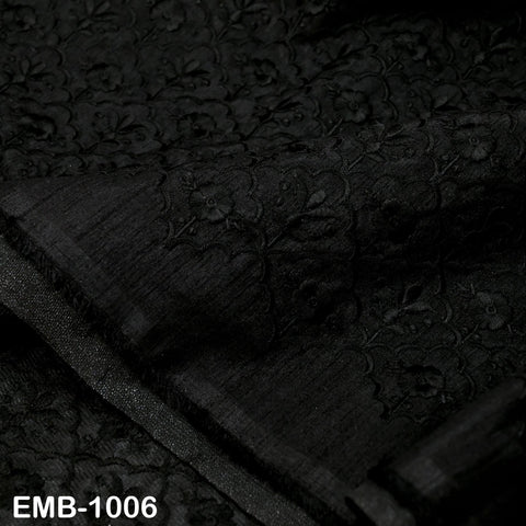 Black Embroidered Viscose Fabric by the Yard, Sewing Crafting Wedding Apparel Upholstery