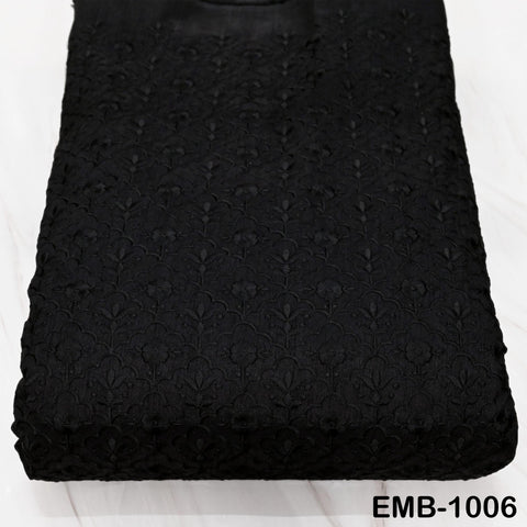 Black Embroidered Viscose Fabric by the Yard, Sewing Crafting Wedding Apparel Upholstery