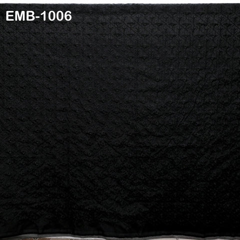 Black Embroidered Viscose Fabric by the Yard, Sewing Crafting Wedding Apparel Upholstery