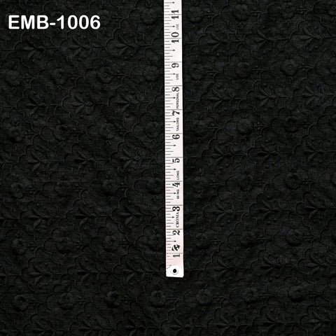 Black Embroidered Viscose Fabric by the Yard, Sewing Crafting Wedding Apparel Upholstery