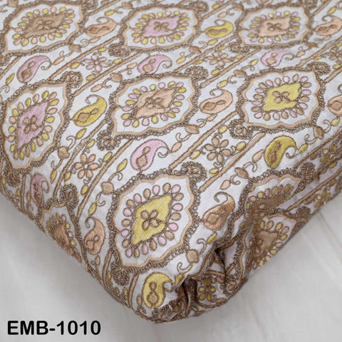 Off White Embroidery Fabric by the yard Sewing DIY Crafting Embroidered Textiles Costumes Regency Reticules Victorian Handbags Junk Journals