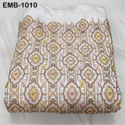 Off White Embroidery Fabric by the yard Sewing DIY Crafting Embroidered Textiles Costumes Regency Reticules Victorian Handbags Junk Journals