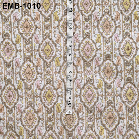 Off White Embroidery Fabric by the yard Sewing DIY Crafting Embroidered Textiles Costumes Regency Reticules Victorian Handbags Junk Journals
