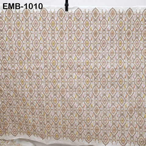 Off White Embroidery Fabric by the yard Sewing DIY Crafting Embroidered Textiles Costumes Regency Reticules Victorian Handbags Junk Journals