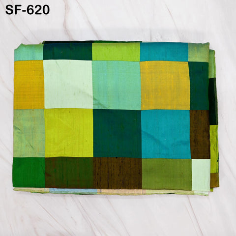 50" Stitched Patchwork Pure Dupioni Raw Silk Fabric by the Yard Indian Crafting, Sewing, Wedding Dresses, Skirts, Vest Coats Pillow Covers