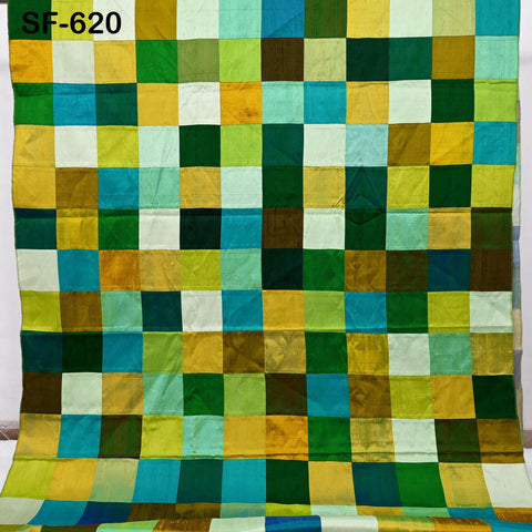 50" Stitched Patchwork Pure Dupioni Raw Silk Fabric by the Yard Indian Crafting, Sewing, Wedding Dresses, Skirts, Vest Coats Pillow Covers