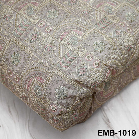 Beige Embroidery Fabric by the yard Sewing Crafting Embroidered Indian Wedding Dress Costumes Victorian Bags Throw Pillow Junk Journals